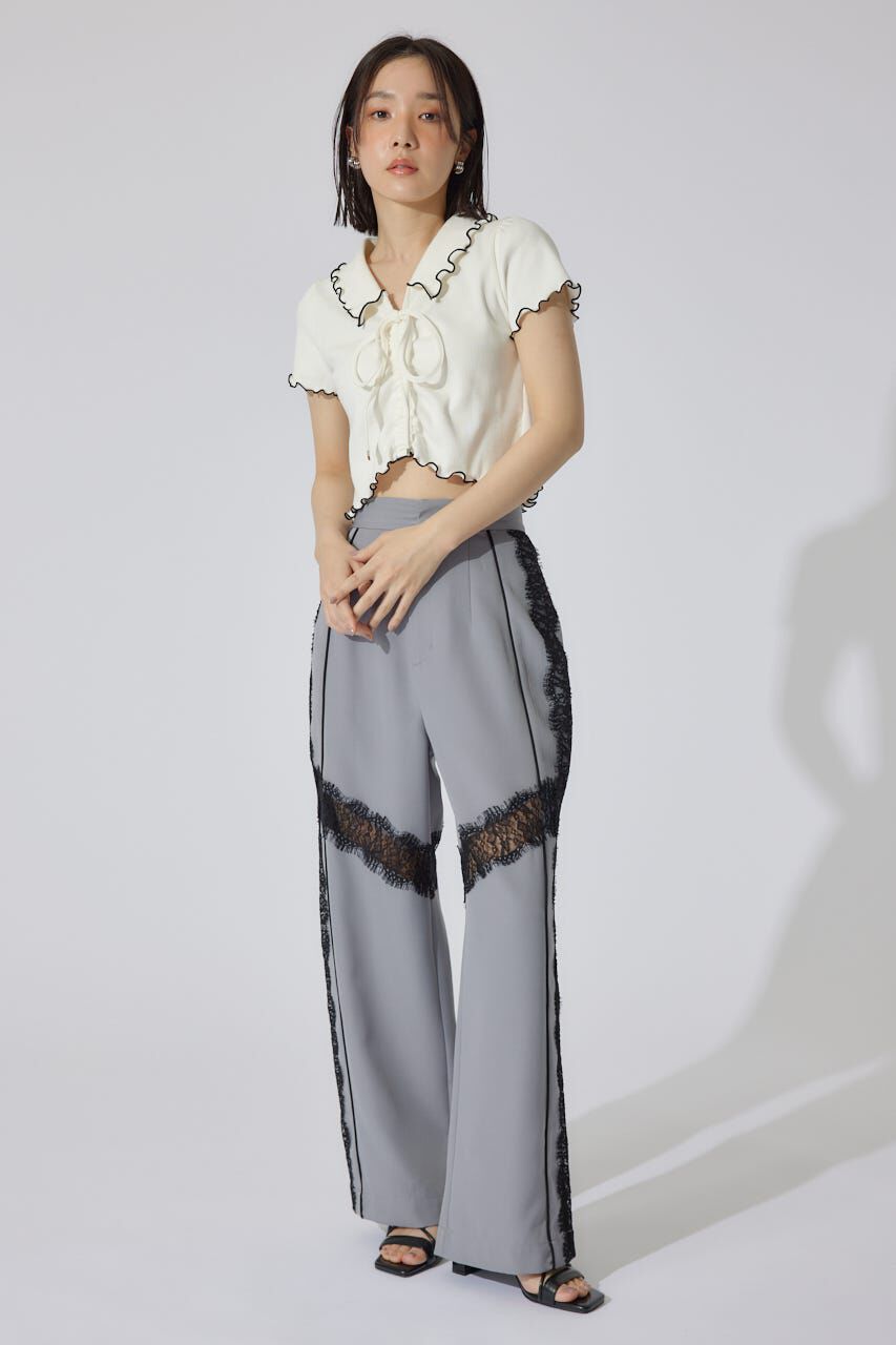 rienda「レースコンビジャストウエストストレートパンツ」|その他|