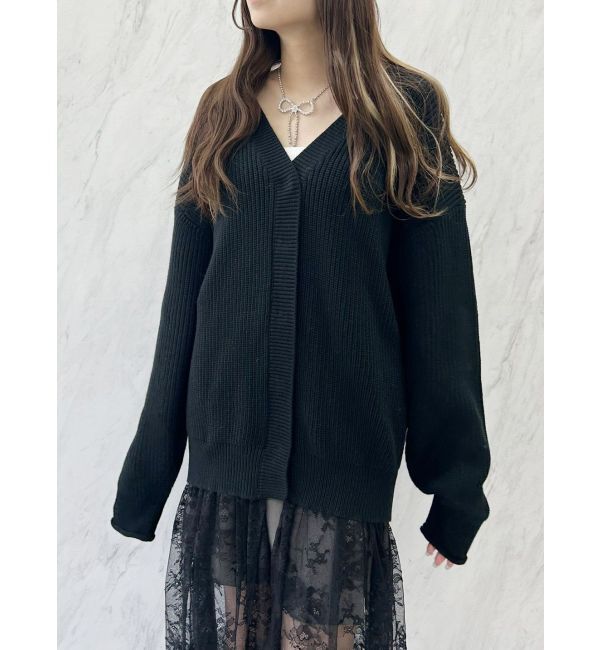 CALNAMUR「LACE&times;KNIT LONG CD/レース&times;ニットロングカーディガン」|カーディガン|