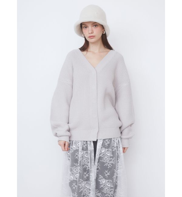 CALNAMUR「LACE&times;KNIT LONG CD/レース&times;ニットロングカーディガン」|カーディガン|