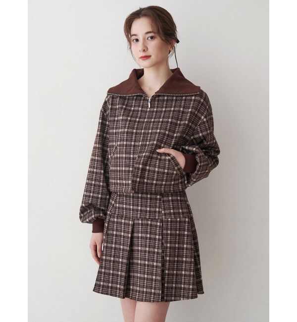 CALNAMUR「チェックニットソーブルゾン」|ブルゾン・スタジャン|