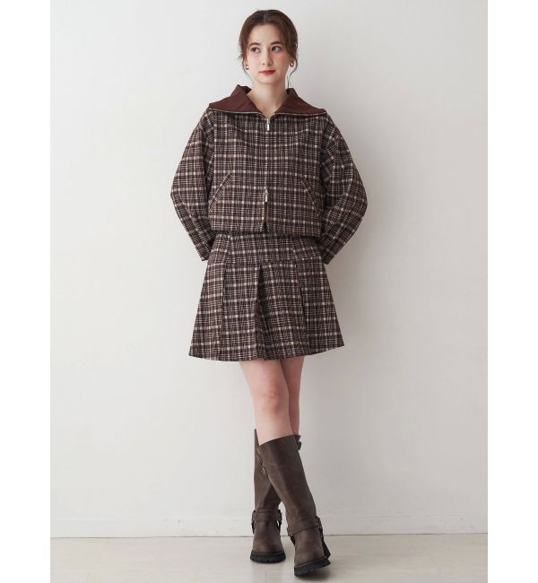 CALNAMUR「チェックニットソーブルゾン」|ブルゾン・スタジャン|