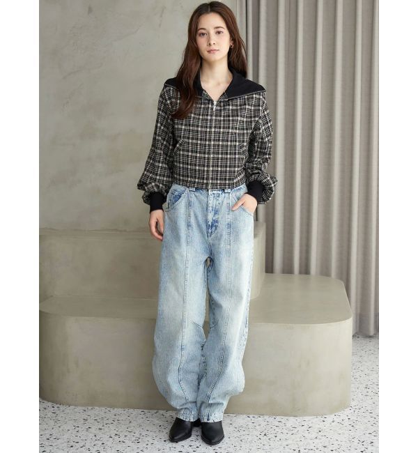 CALNAMUR「チェックニットソーブルゾン」|ブルゾン・スタジャン|