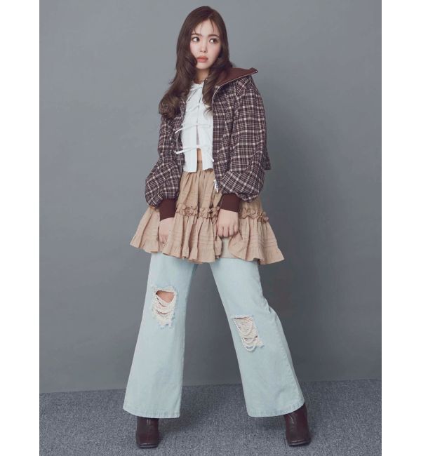 CALNAMUR「チェックニットソーブルゾン」|ブルゾン・スタジャン|