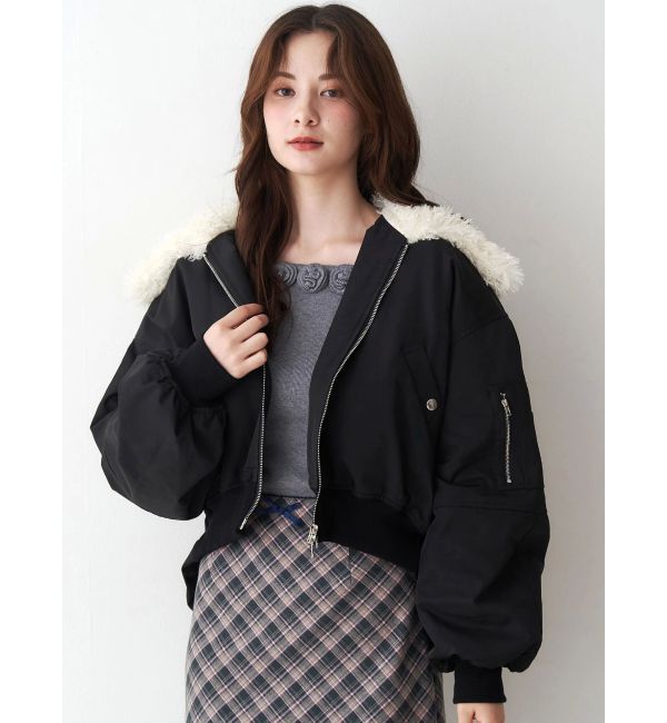 CALNAMUR「ファーカラーバルーンブルゾン」|ブルゾン・スタジャン|