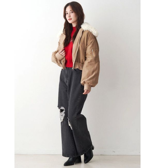 CALNAMUR「ファーカラーバルーンブルゾン」|ブルゾン・スタジャン|