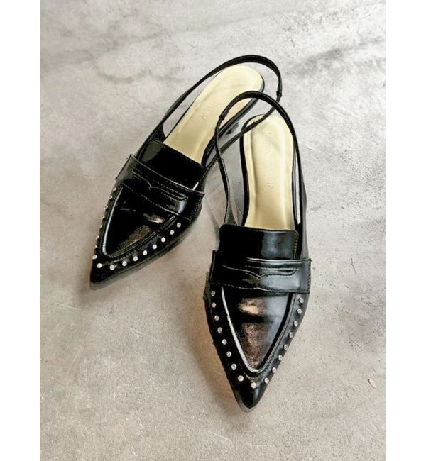 CALNAMUR「バイカラーローファーミュール」|その他|ブラック