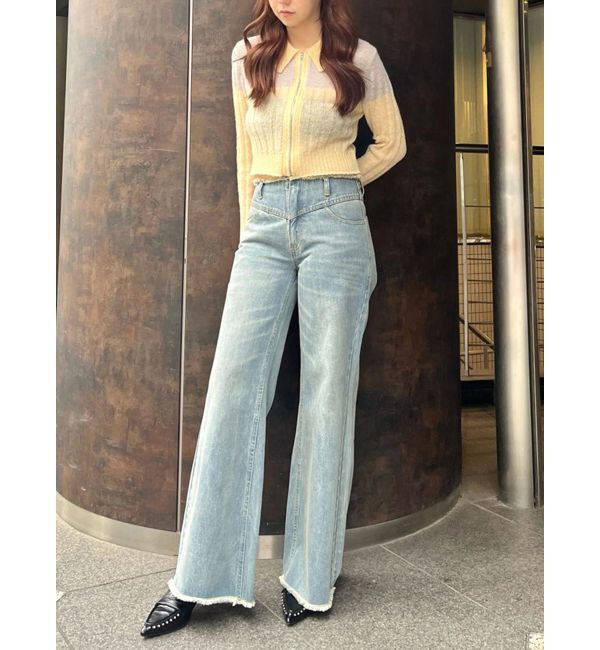 CALNAMUR「フロントジップバイカラーニット」|ニット・セーター|