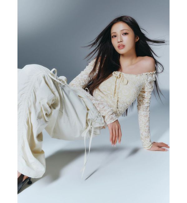 CALNAMUR「ピーチレースパットイントップス」|Tシャツ・カットソー|