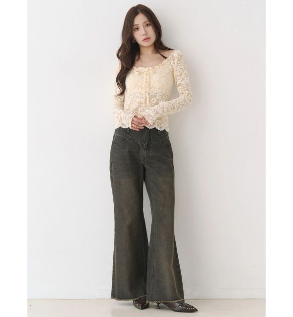 CALNAMUR「ピーチレースパットイントップス」|Tシャツ・カットソー|