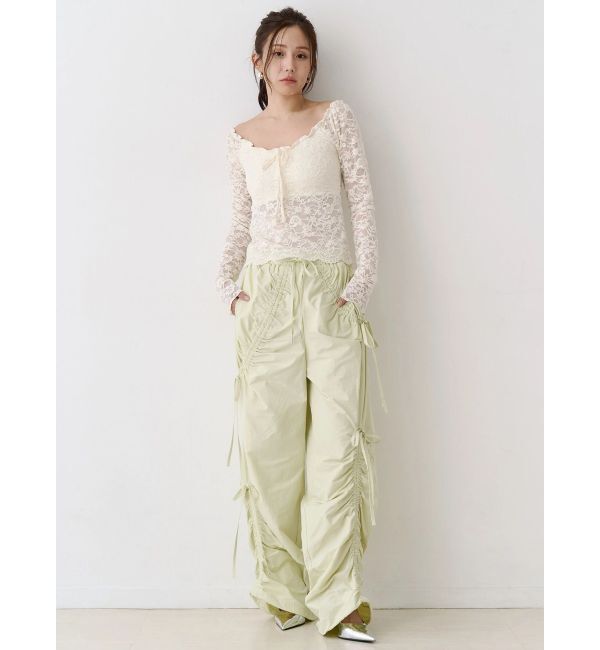 CALNAMUR「ピーチレースパットイントップス」|Tシャツ・カットソー|