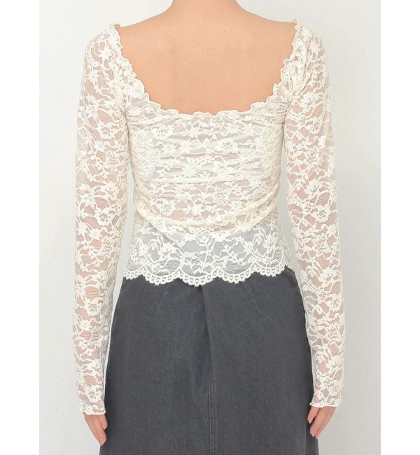 CALNAMUR「ピーチレースパットイントップス」|Tシャツ・カットソー|