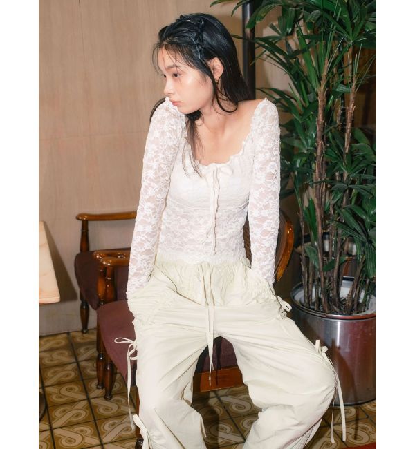 CALNAMUR「ピーチレースパットイントップス」|Tシャツ・カットソー|