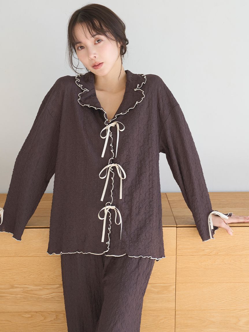 SNIDEL HOME「カットレース開襟シャツ」|ルームウェア|BRW