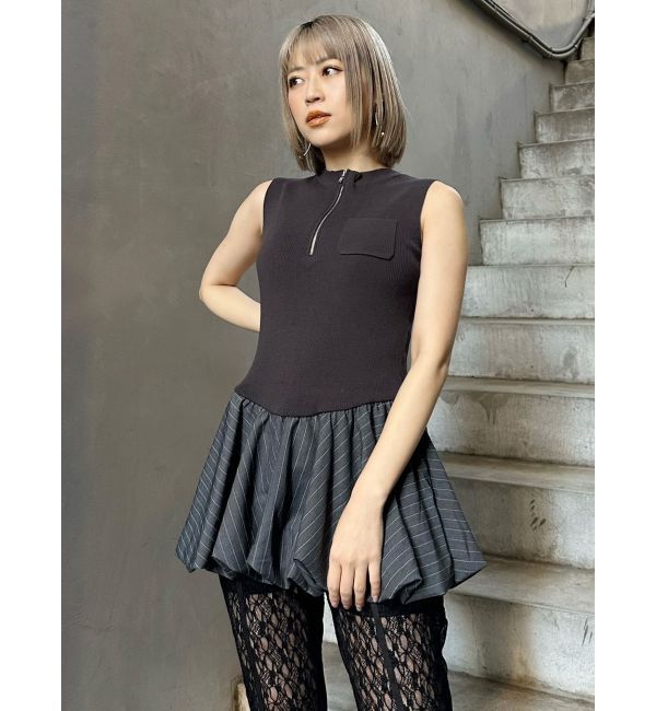 MURUA「ピンストライプバルーントップス」|ワンピース|