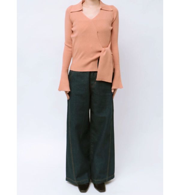 LAGUNAMOON「カシュクールウエストリボンニットトップス」|ニット・セーター|