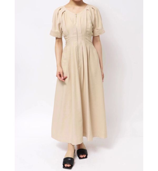 LAGUNAMOON「【追加生産/新色追加】フロントZIPウエストタックワンピース」|ワンピース|