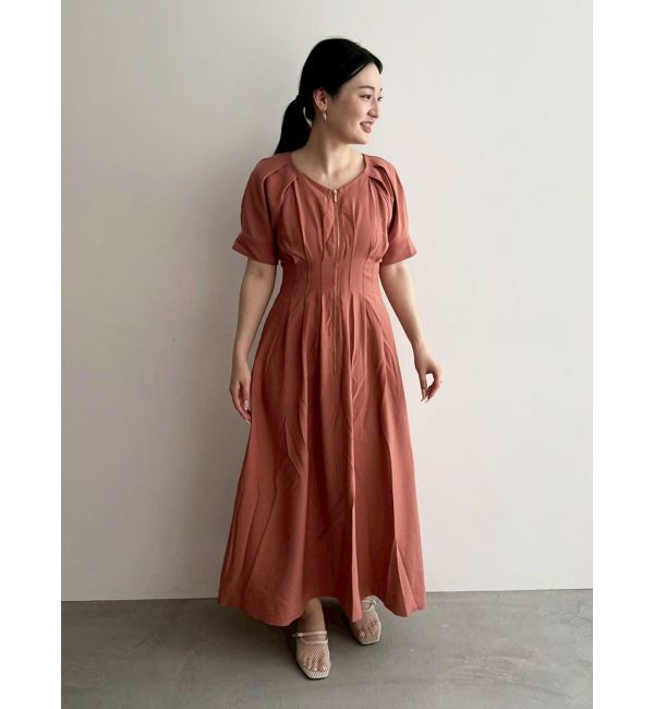 LAGUNAMOON「【追加生産/新色追加】フロントZIPウエストタックワンピース」|ワンピース|