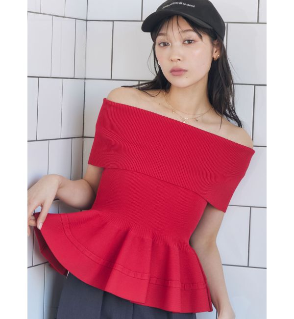 LAGUNAMOON「ペプラムオフショルニットプルオーバー」|ニット・セーター|