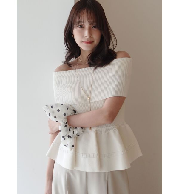 LAGUNAMOON「ペプラムオフショルニットプルオーバー」|ニット・セーター|