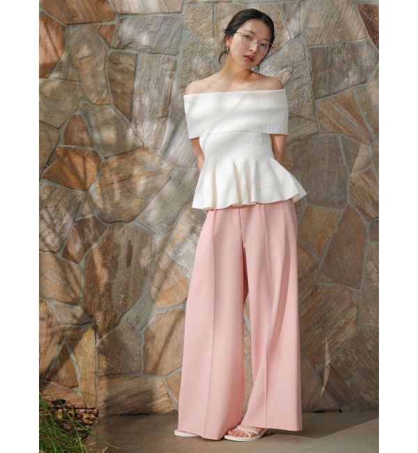 LAGUNAMOON「ペプラムオフショルニットプルオーバー」|ニット・セーター|