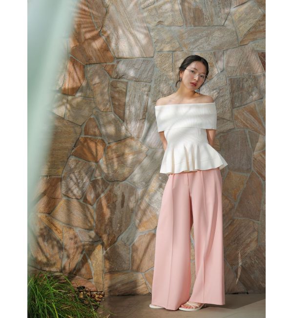 LAGUNAMOON「ペプラムオフショルニットプルオーバー」|ニット・セーター|