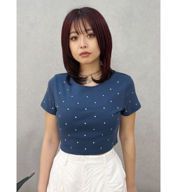EVRIS「ラインストーンコンパクトＴシャツ」|Tシャツ・カットソー|