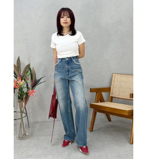 EVRIS「ラインストーンコンパクトＴシャツ」|Tシャツ・カットソー|