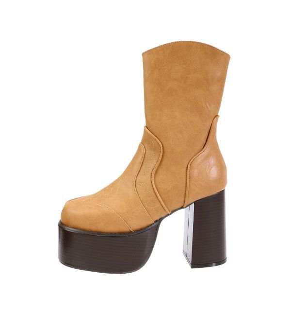 EVRIS「ウエスタンデザインプラットフォームブーツ」|ショートブーツ|