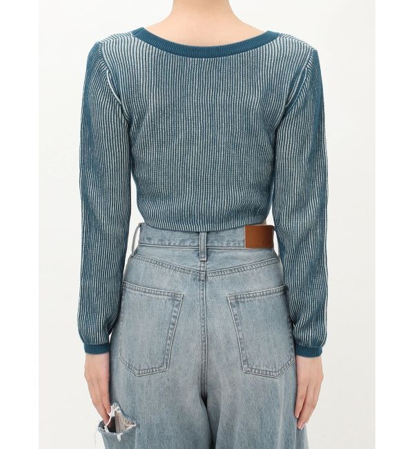 EVRIS「プレーティングリンガースクエアネックニットトップス」|ニット・セーター|