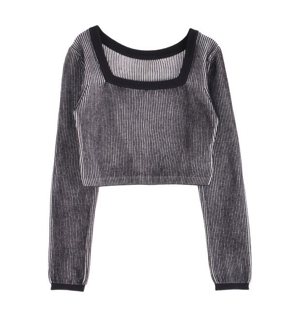 EVRIS「プレーティングリンガースクエアネックニットトップス」|ニット・セーター|