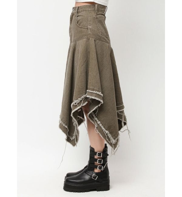 EVRIS「ランダムヘムミディーデニムスカート」|スカート|