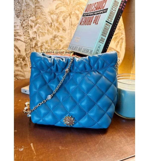 EVRIS「キルティングビジューチェーンミニBAG」|ショルダー・メッセンジャー|ブルー