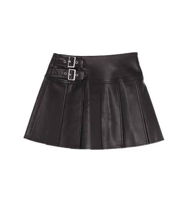EVRIS「ヴィンテージライクフェイクレザープリーツミニスカート【セットアップ着用可能】」|スカート|