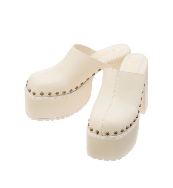 EVRIS「スタッズチャンキーヒールサボ」|サンダル|