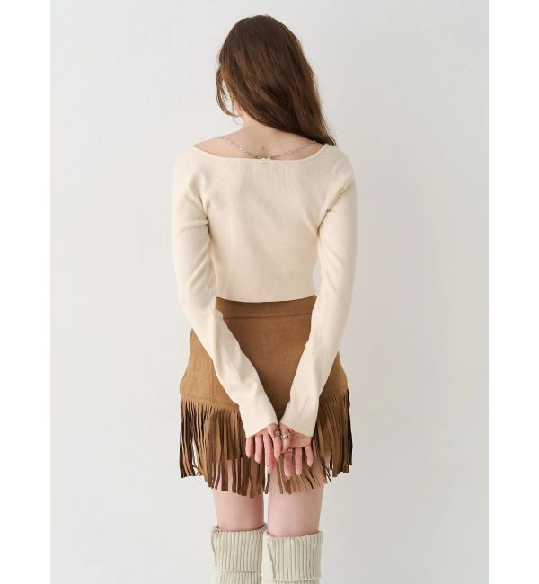 EVRIS「ラインストーンロゴニットトップス」|ニット・セーター|