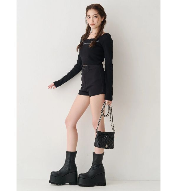 EVRIS「ラインストーンロゴニットトップス」|ニット・セーター|