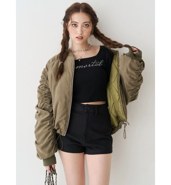 EVRIS「ラインストーンロゴニットトップス」|ニット・セーター|