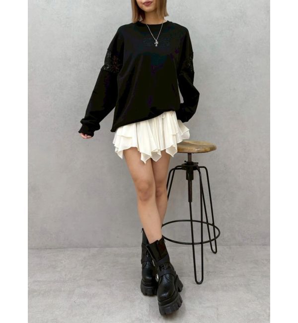 EVRIS「レースEmbroideryスウェットトップス」|スウェット・ジャージ|