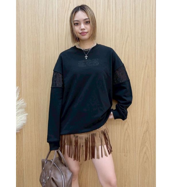 EVRIS「レースEmbroideryスウェットトップス」|スウェット・ジャージ|