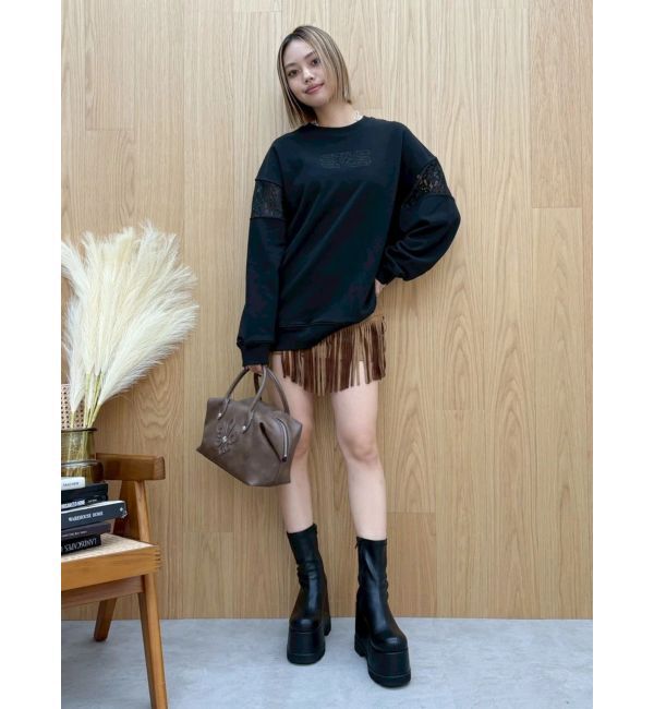 EVRIS「レースEmbroideryスウェットトップス」|スウェット・ジャージ|