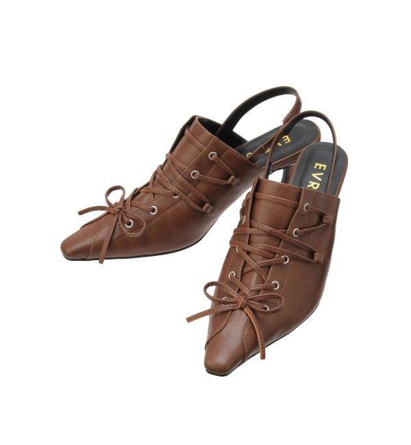 EVRIS「レースアップポインテッドヒール」|サンダル|