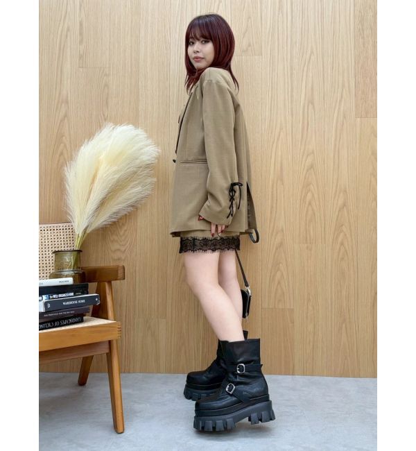 EVRIS「ダブルベルトバックルデザインワークブーツ」|ショートブーツ|