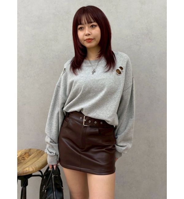 EVRIS「ピグメントダメージスウェットトップス」|スウェット・ジャージ|グレー