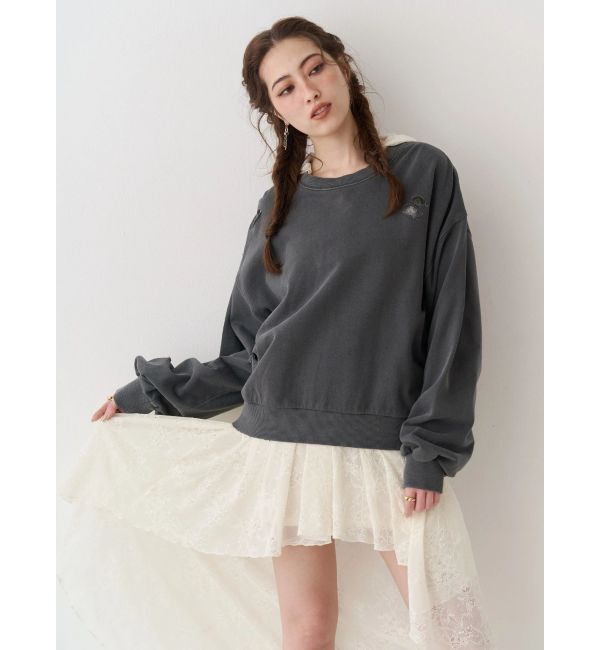 EVRIS「ピグメントダメージスウェットトップス」|スウェット・ジャージ|