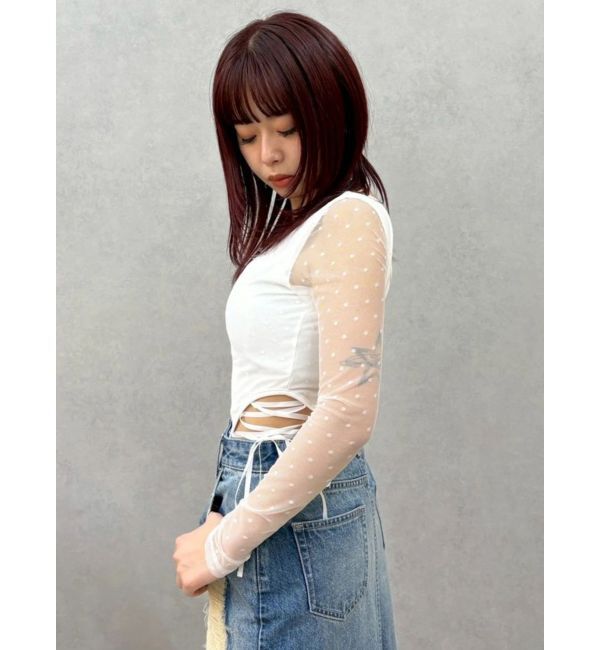 EVRIS「レースアップボディースーツ」|Tシャツ・カットソー|ホワイト