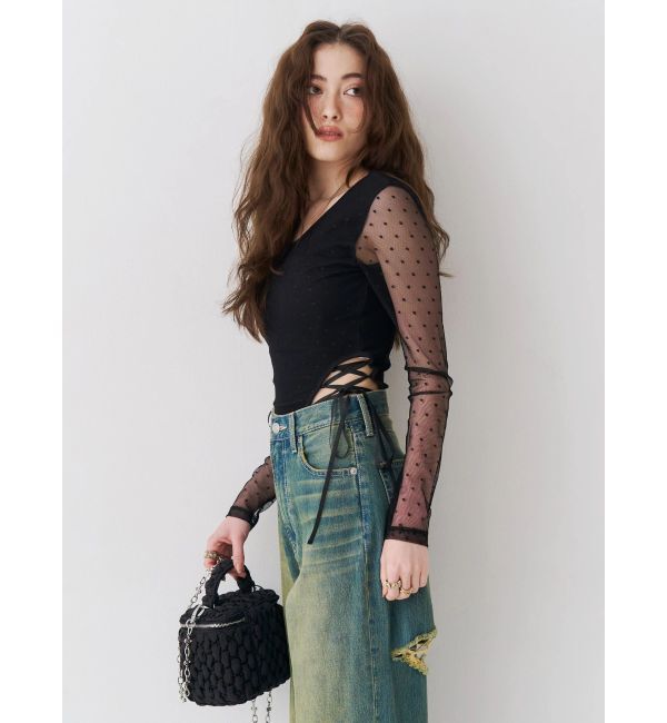 EVRIS「レースアップボディースーツ」|Tシャツ・カットソー|