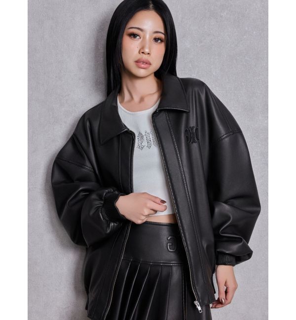 GYDA「Symmetry GYDA EmbossフェイクレザーBIGブルゾン」|ブルゾン・スタジャン|