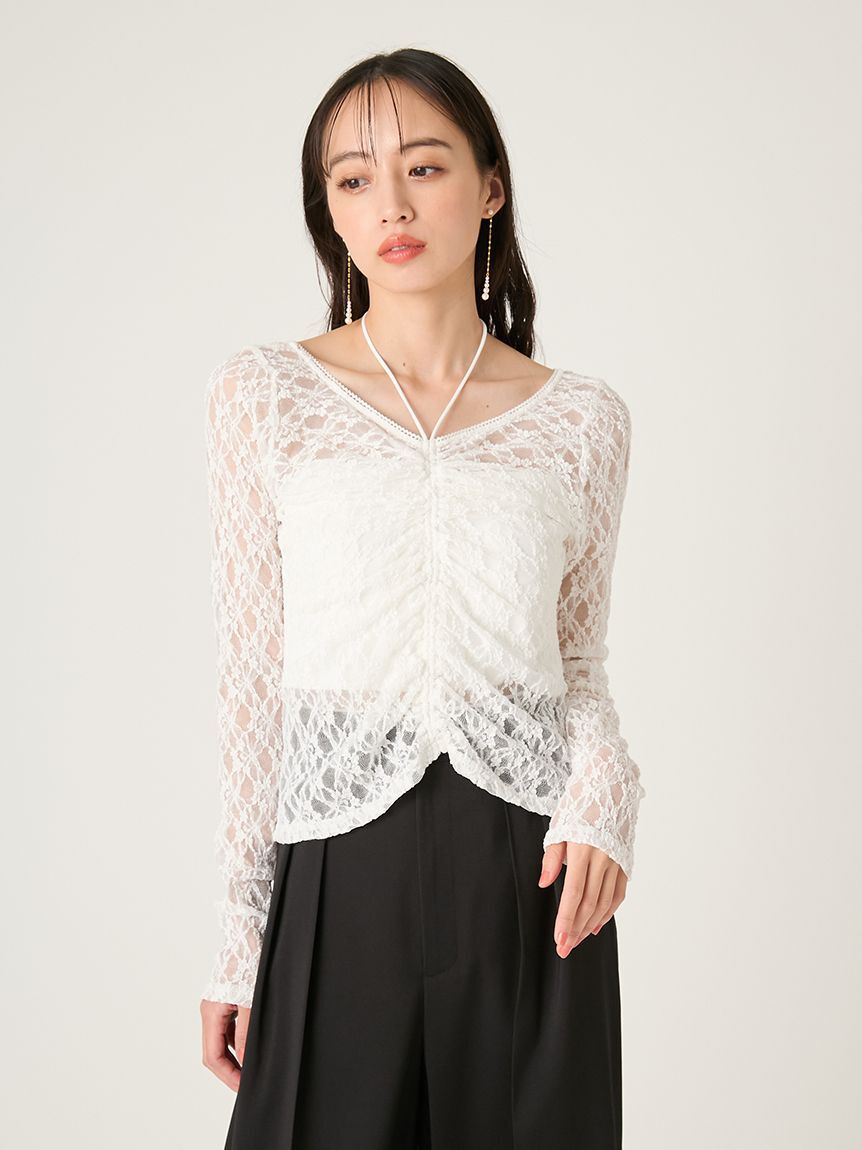 FRAY I.D「ドロストギャザーレーストップス」|Tシャツ・カットソー|