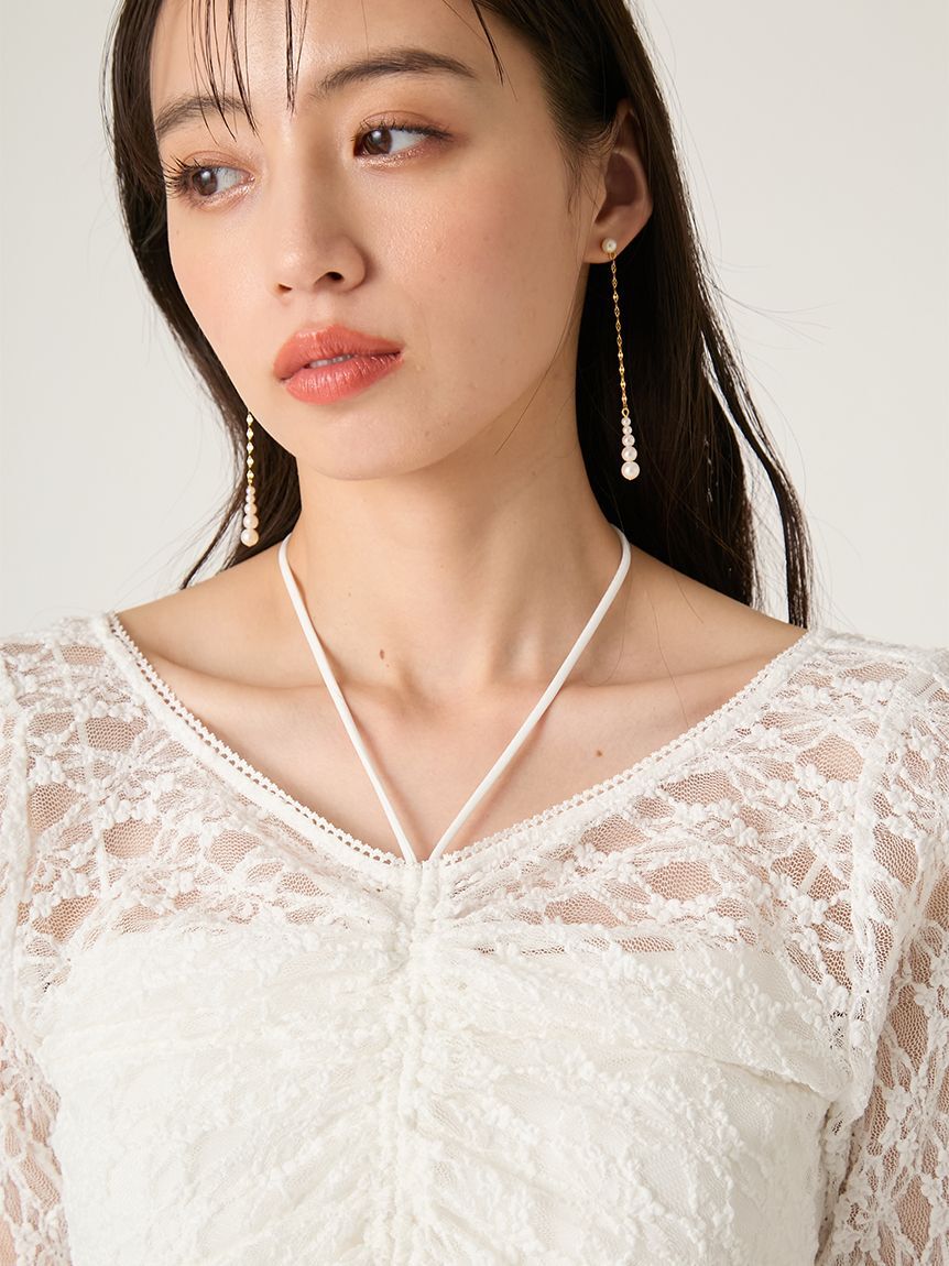 FRAY I.D「ドロストギャザーレーストップス」|Tシャツ・カットソー|