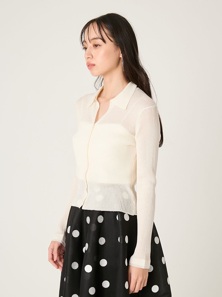 FRAY I.D「スキッパーポロカラーリブカーディガン」|カーディガン|